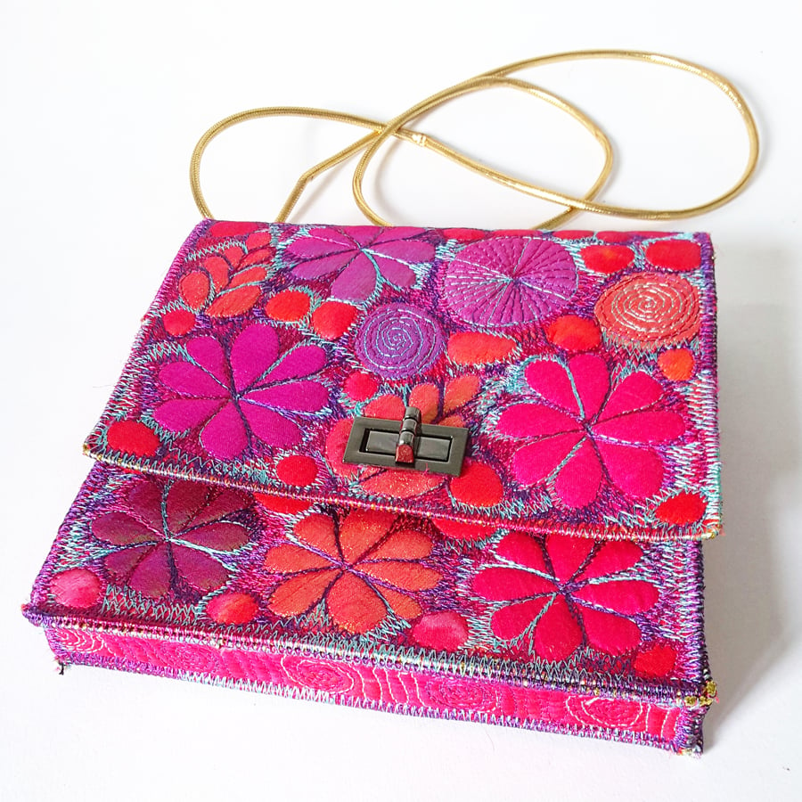 Square Textile Bag Free Machine Embroidery 