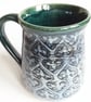 Mug - Hand Thrown Stoneware Ceramic Blue Glazed Mug  - Image 2