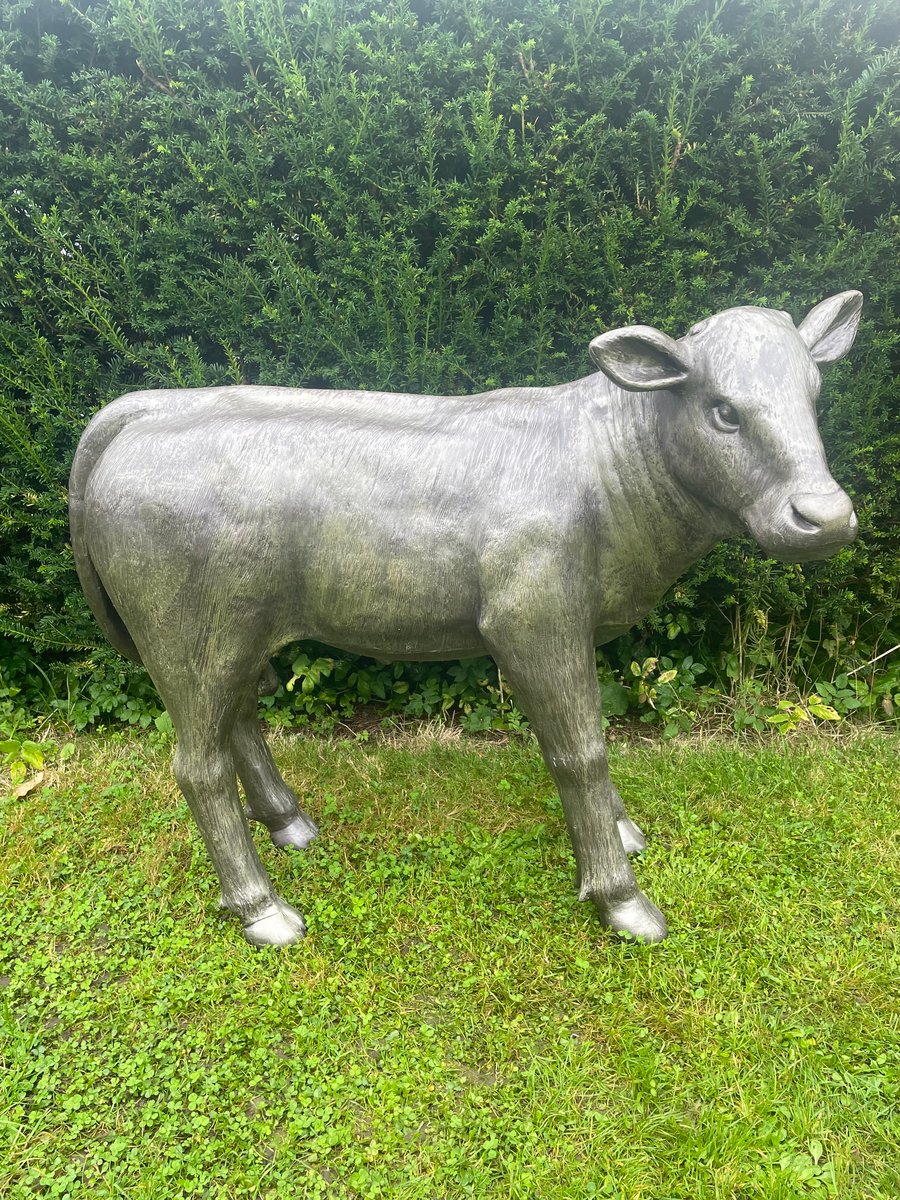 LifeSize Fibreglass Calf, Cow Sculpture in Bro... Folksy