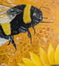 Bumble Bee and Sunflower Painting on 30cm Wood Panel - Image 2