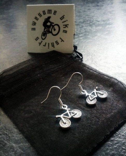 Bicycle Earrings Lovely Gift for Cyclists or Rider Present Ear Beautiful Silver 