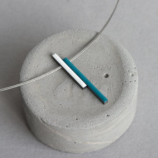 Sterling Silver Bars Necklace, Square Bars, Square Stick Pendant,