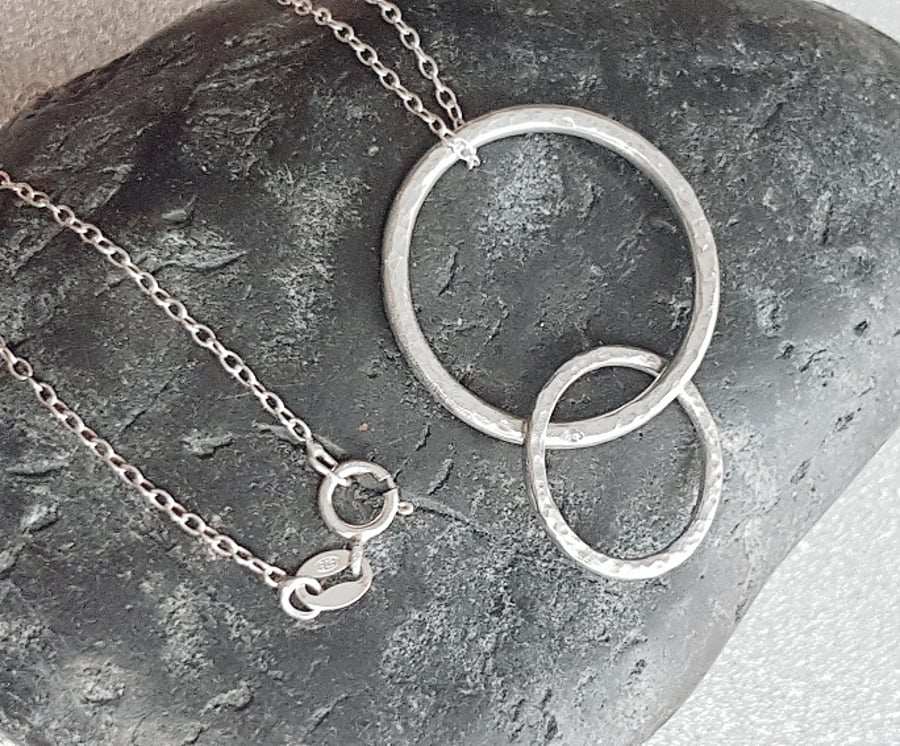 Sterling Silver Double Interlinked Hoop Necklace