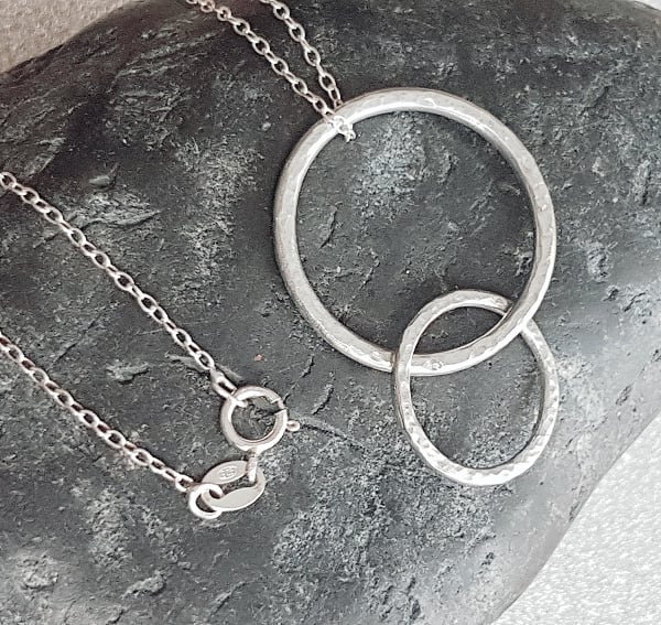 Sterling Silver Double Interlinked Hoop Necklace