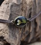 Adjustable Resin Bracelet with Pressed Bud and Leaf, Waxed Cotton Cord - Image 3