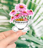 Floral Tea Cup Vinyl Die-Cut Illustrated Sticker - Image 1