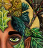 Green Man, Reimagined - Original A3 Pagan Folklore Mixed Media Painting - Image 2