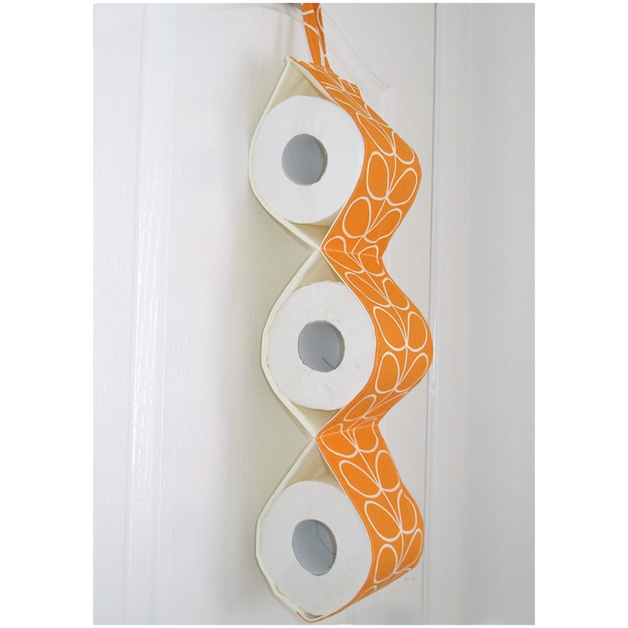 Toilet Roll Holder 3 Loo Roll Hanging Three Rolls Paper Storage Orange Stem Leaf