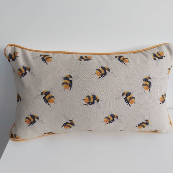 Bees  Cushion Cover with Mustard  Piping