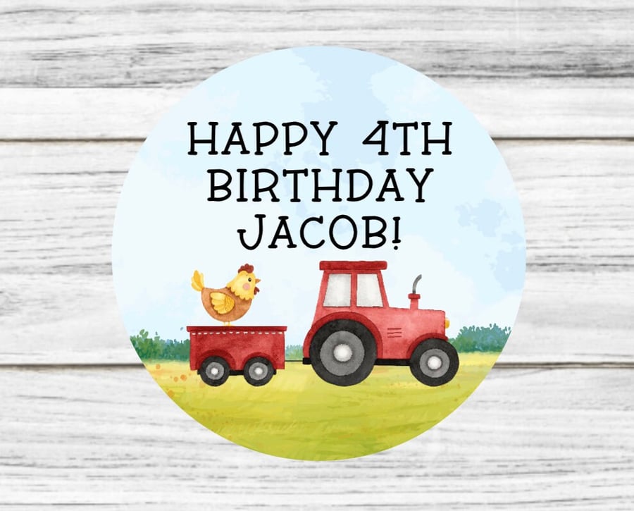 Farm Themed Personalised Happy Birthday Stickers