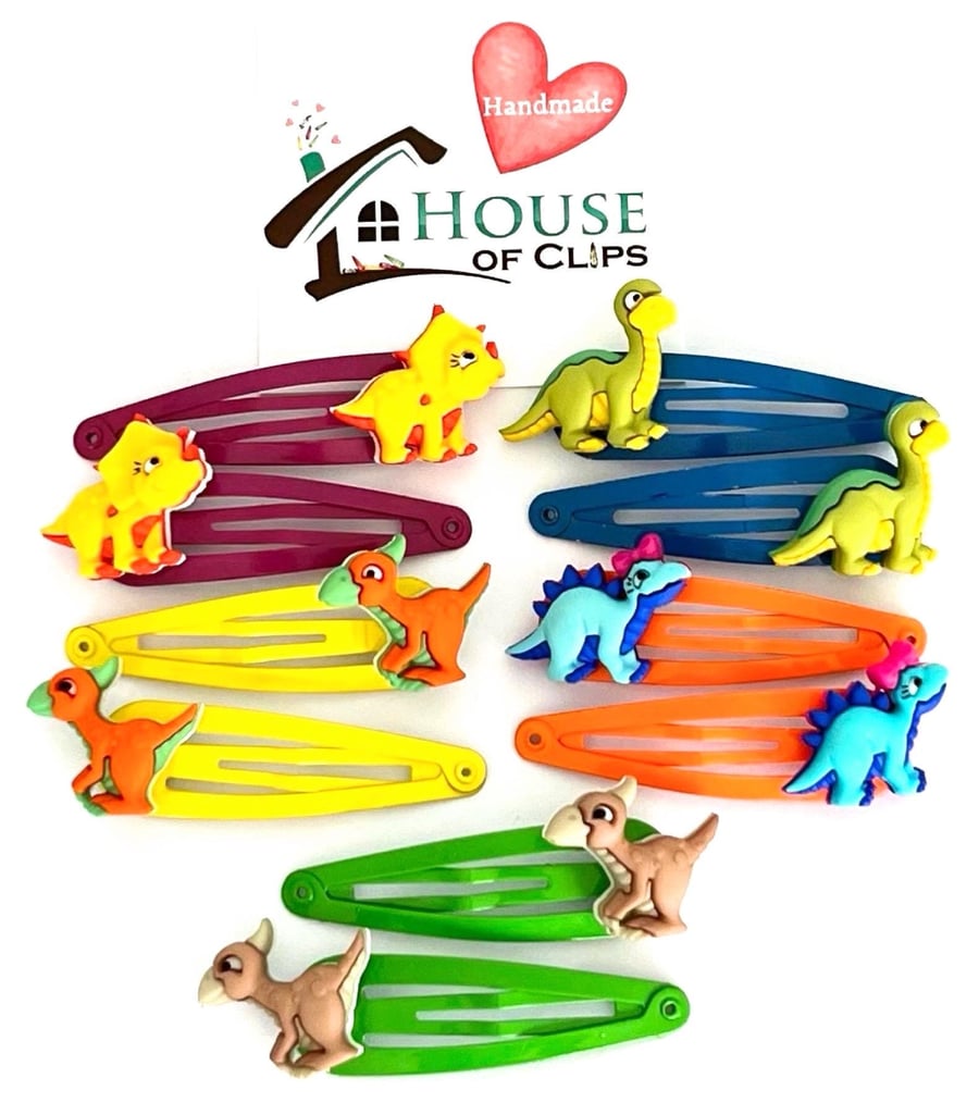 Cute Dino Hair Clips x2 - You Choose Dino Hair Clips - Dinosaur Hair Slides - Ha