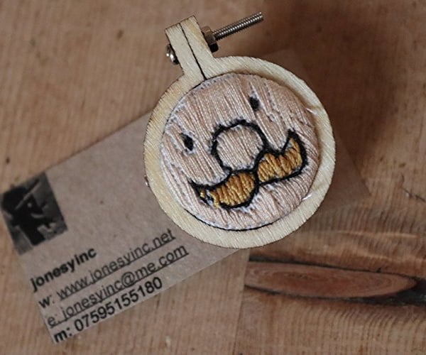 Moustachioed Man Embroidered Badge