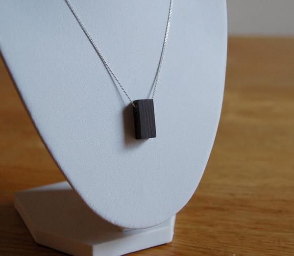 Bog Oak Wood Necklace on Sterling Silver Chain