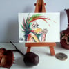 Orangutan Monkey Miniature ACEO painting. FREE UK SHIPPING