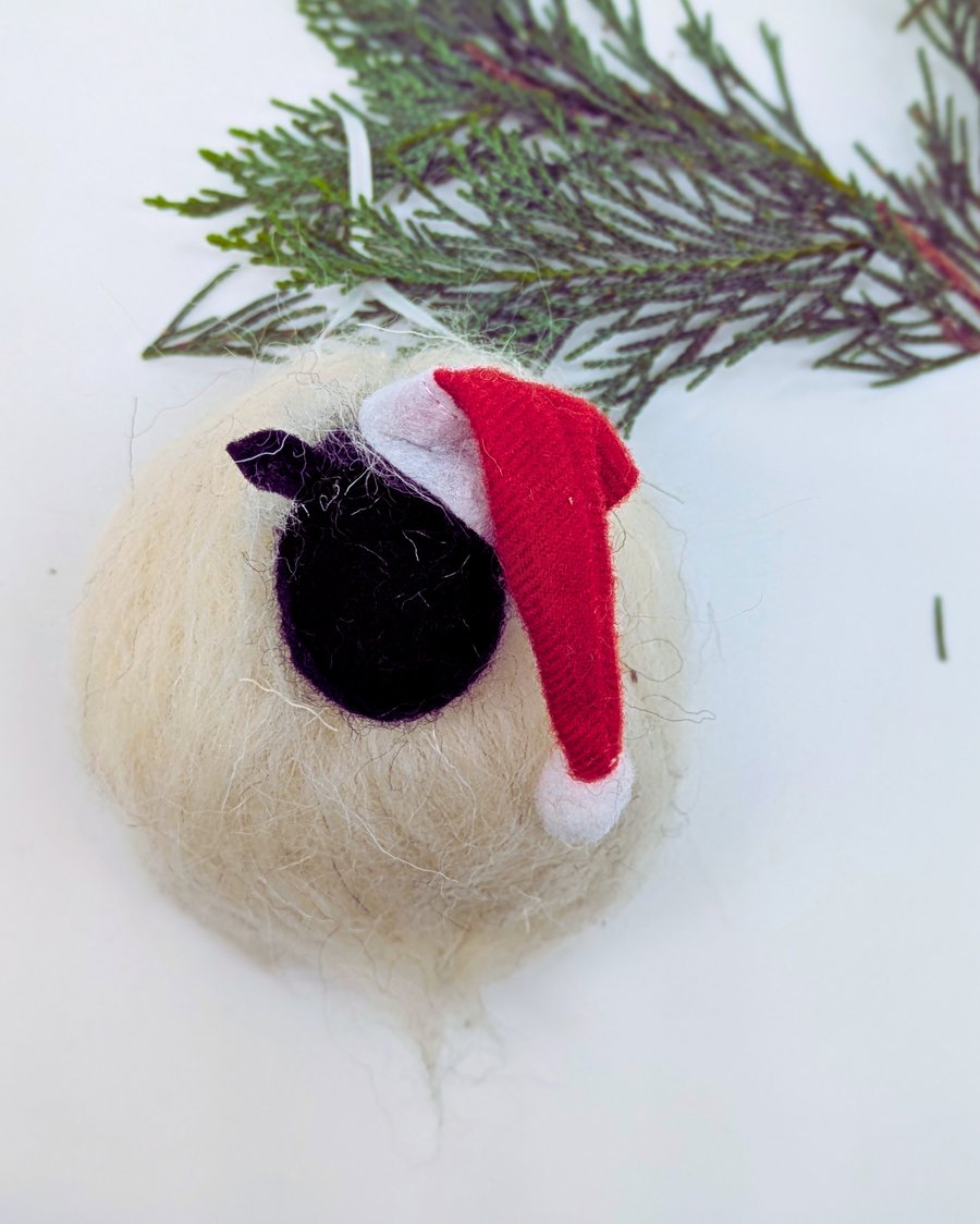 Needle felted sheep Christmas tree decoration