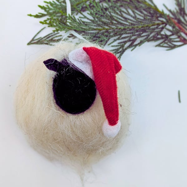 Needle felted sheep Christmas tree decoration