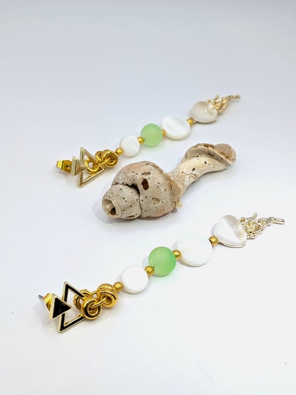 Summer coastal handmade Mother of Pearl jellyfish  Dangles glow in the dark 