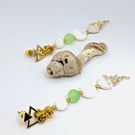 Summer coastal handmade Mother of Pearl jellyfish  Dangles glow in the dark 
