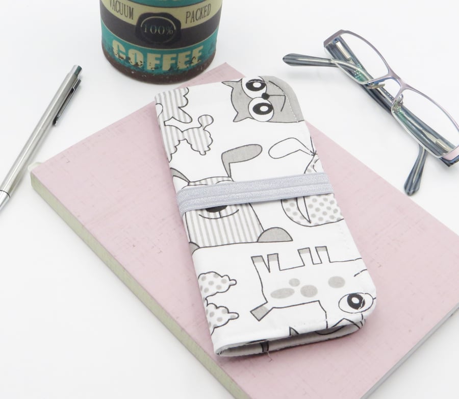 Fabric Pen Wallet, Pen Case, Compact Pen holder with Elastic Closure