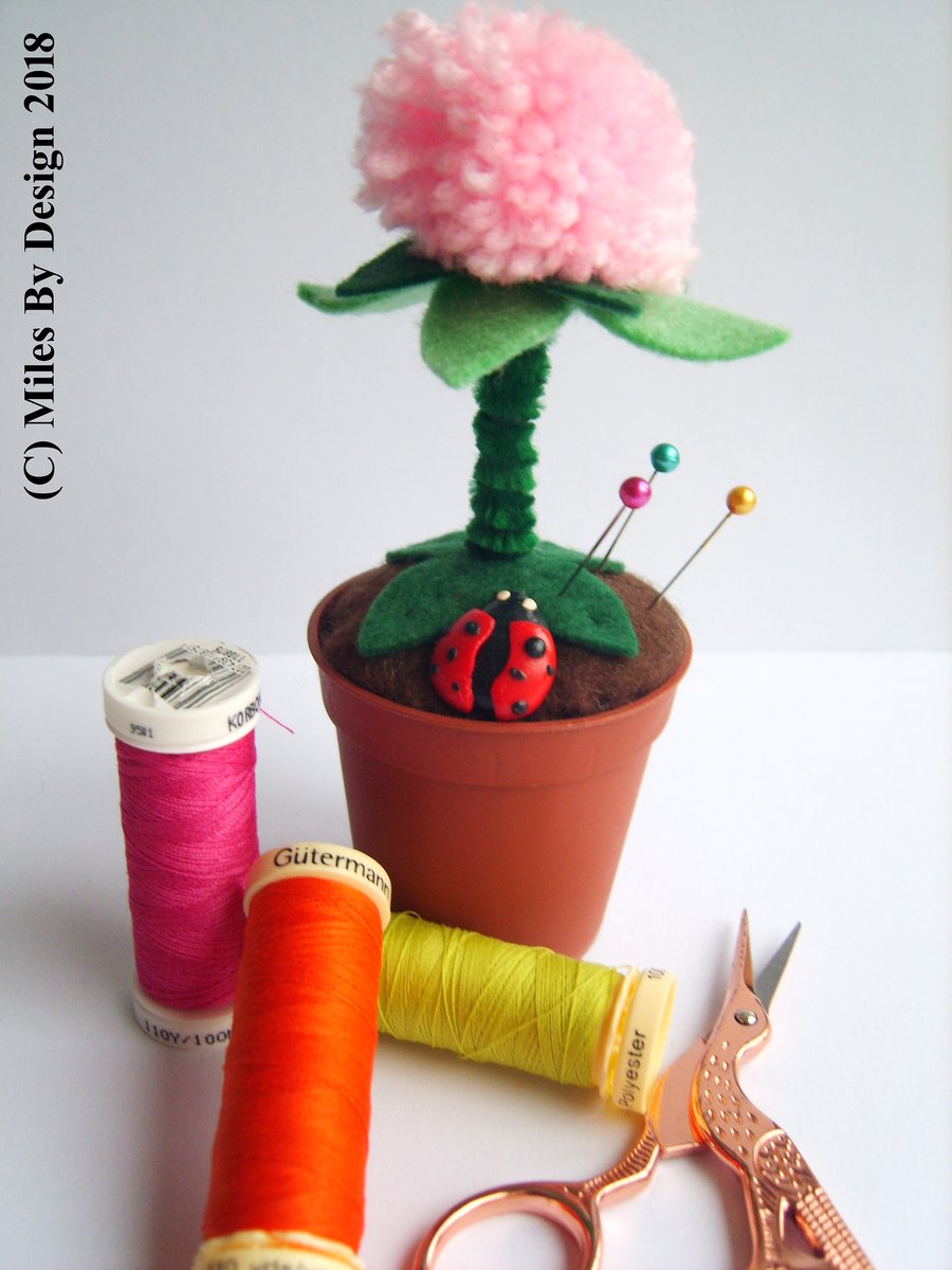 Flower Pot With Ladybird Pin Cushion