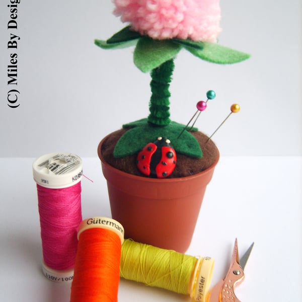 Flower Pot With Ladybird Pin Cushion