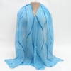 Blue merino wool and silk nuno felted scarf with highlights