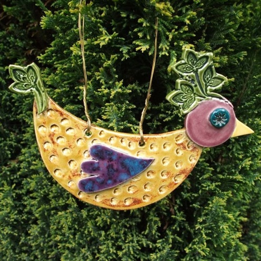 Patterned bird - ceramic decoration