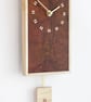 Rectangular Pendulum Wall Clock in burr madrone and sycamore with inlaid squares - Image 5