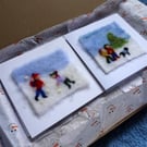 Needle Felted Set of 4 Christmas Card Letterbox Collection