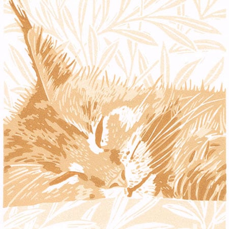 'Ginger Maine Coon Cat' - Original linocut print 