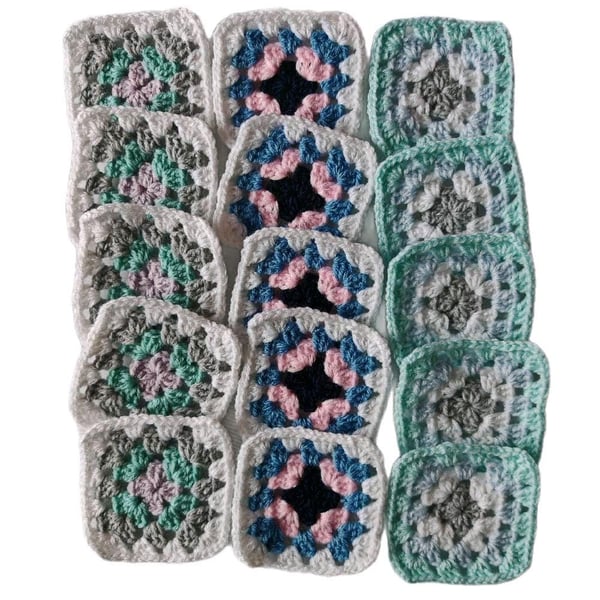 Handmade 3-Inch Crochet Granny Squares, Serene Whisper Pastels Bundle