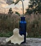 Maxwell- vintage glass bud vase held by glow in the dark ghost