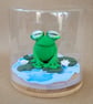 Happy Little Froggo, unique handmade frog ornament in a jar - Image 1