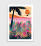 Sundown Art Print: Paradise Collection: palm tree, summer island holiday - Image 2