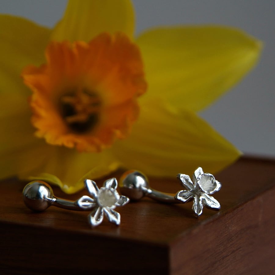 Daffodil Cufflinks - Sterling Silver Stem & Bar Cufflinks