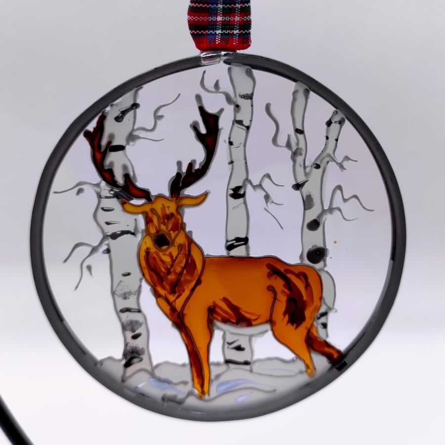 Handmade glass painted window hanging or Christmas tree bauble