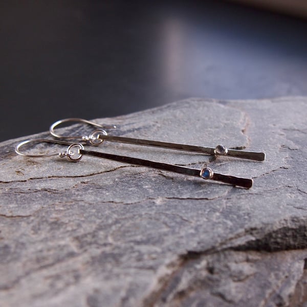 Sterling Sticks and  Stones Earrings with Labradorite