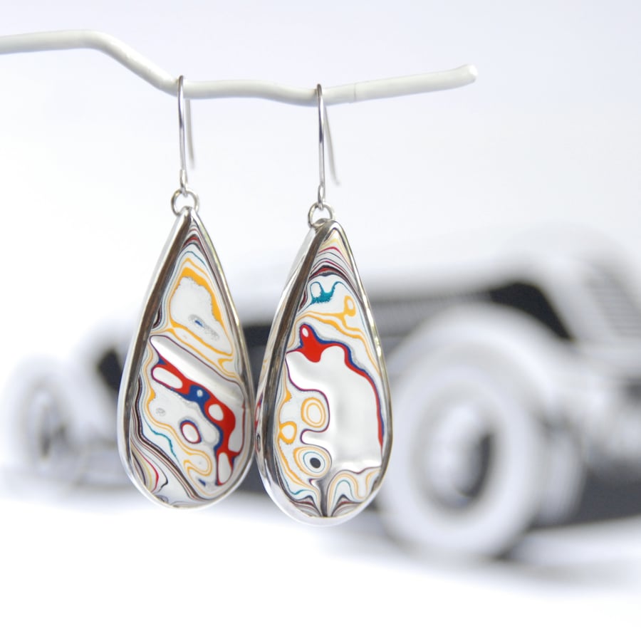 Kenworth fordite and silver earrings