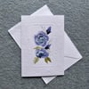 hand painted embossed floral blank greetings card ( ref F 282 )