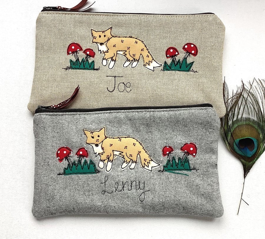 Fox Personalised Cosmetic Bag - Makeup Pouch with Choice of Fabric & Design