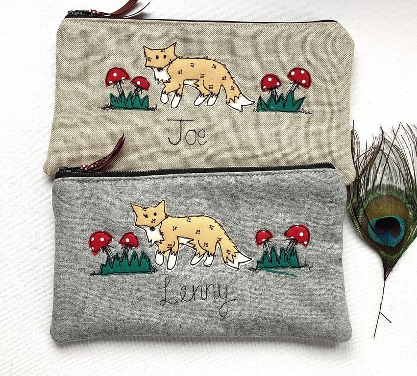 Fox Personalised Cosmetic Bag - Makeup Pouch with Choice of Fabric & Design