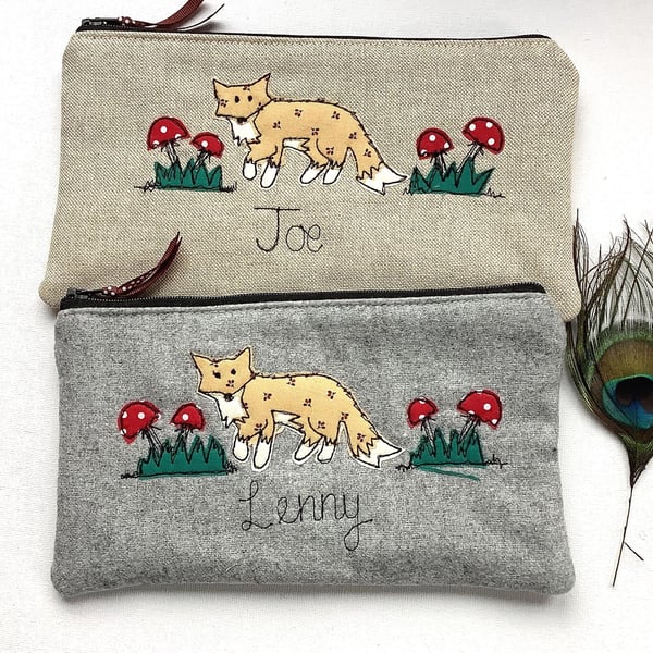 Fox Personalised Cosmetic Bag - Makeup Pouch with Choice of Fabric & Design