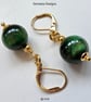 Green Tigers Eye Huggie Gold Plate Earrings - Image 4