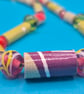 Paper beaded necklace made with wall paper and beautiful coloured glass beads - Image 1