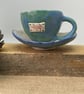 Handmade ceramic tea cup set, map design, Stockton-on-Tees cup, pottery teacup 