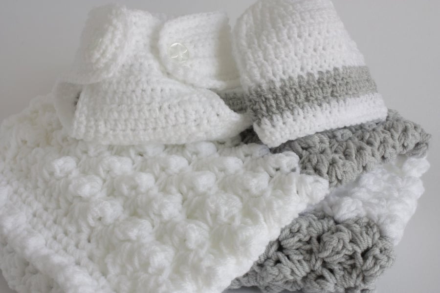 Baby Boy Gift, Newborn, Baby Shower, Blanket, Hat, and Diaper Cover