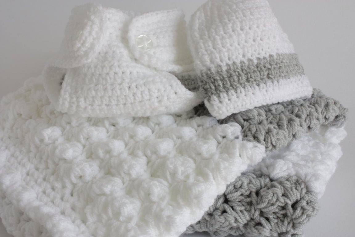 Baby Boy Gift, Newborn, Baby Shower, Blanket, Hat, and Diaper Cover