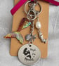 Gorgeous Maybe I'm a Mermaid Key Ring - Red Green Tail -  Bag Charm - Key Chain. - Image 4