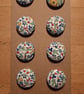 Set of eight scrap bag buttons - floral design on off white background - Image 4