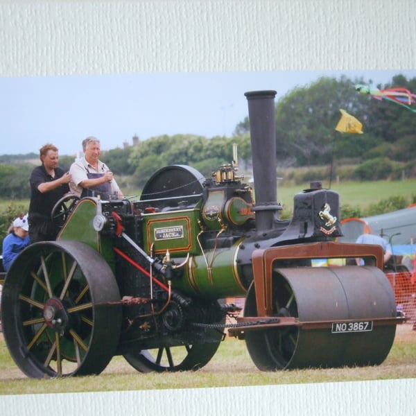 Photographic greetings card of a Steamroller "Blackberry Jack".